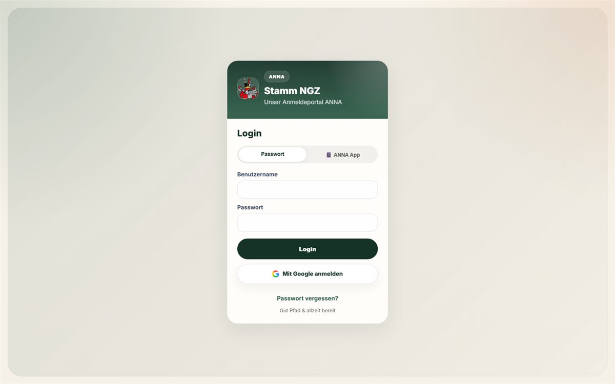 Screenshot ANNA-Mitgliederportal des VCP Stamm NGZ